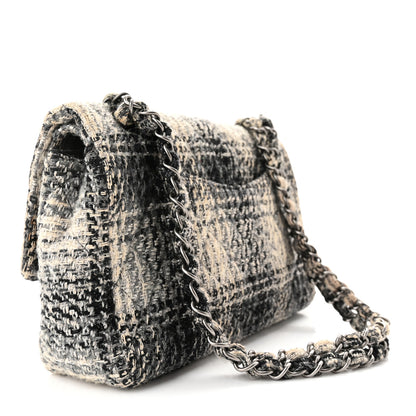 Chanel Tweed Quilted Medium Double Flap Beige White Black 3 of 10