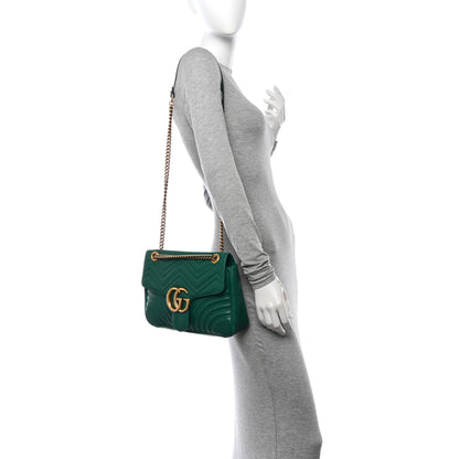 Gucci Calfskin Matelasse Medium GG Marmont Shoulder Bag Emerald Green 2 of 18