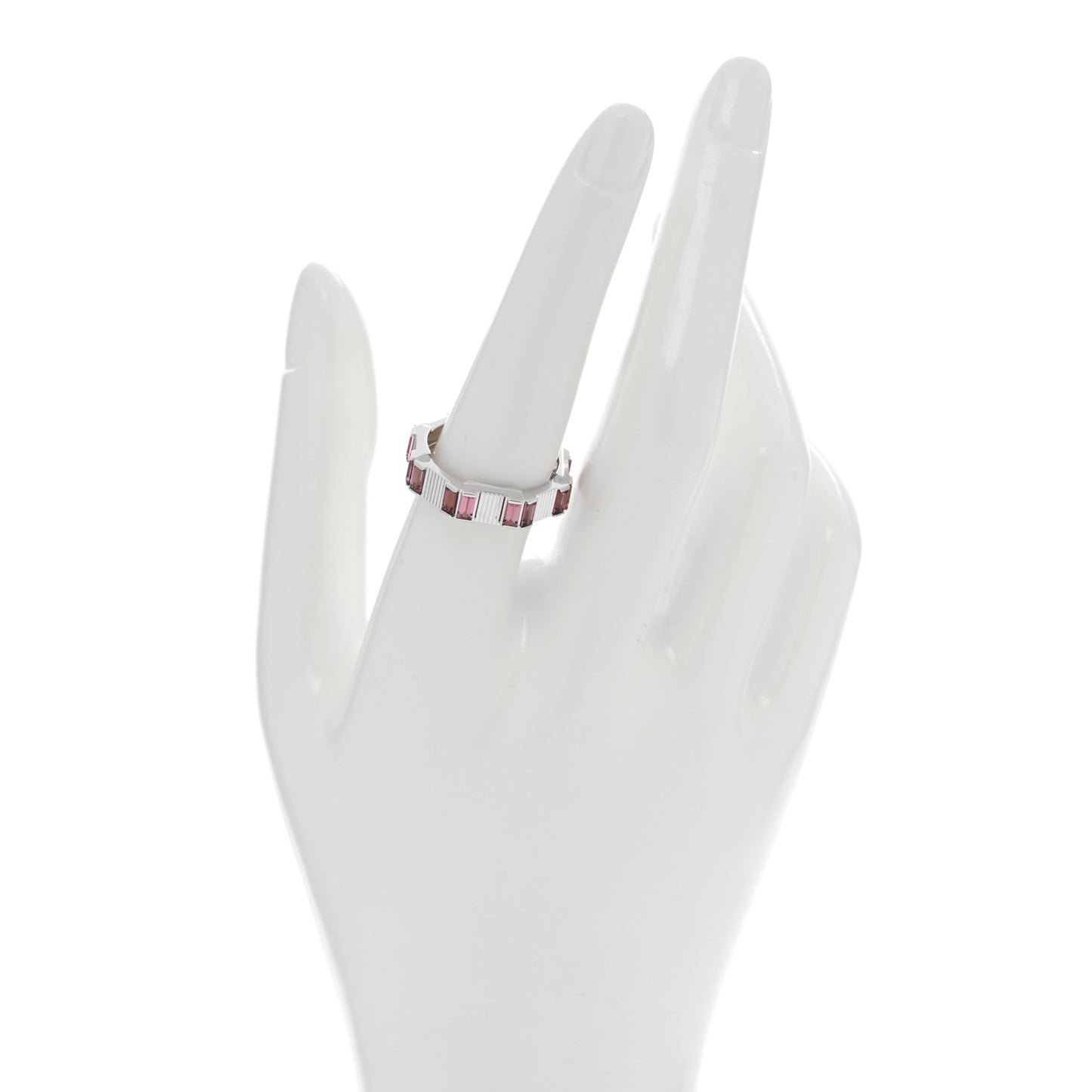 18K White Gold Rubellite 7mm Link to Love Ring 58 8.25