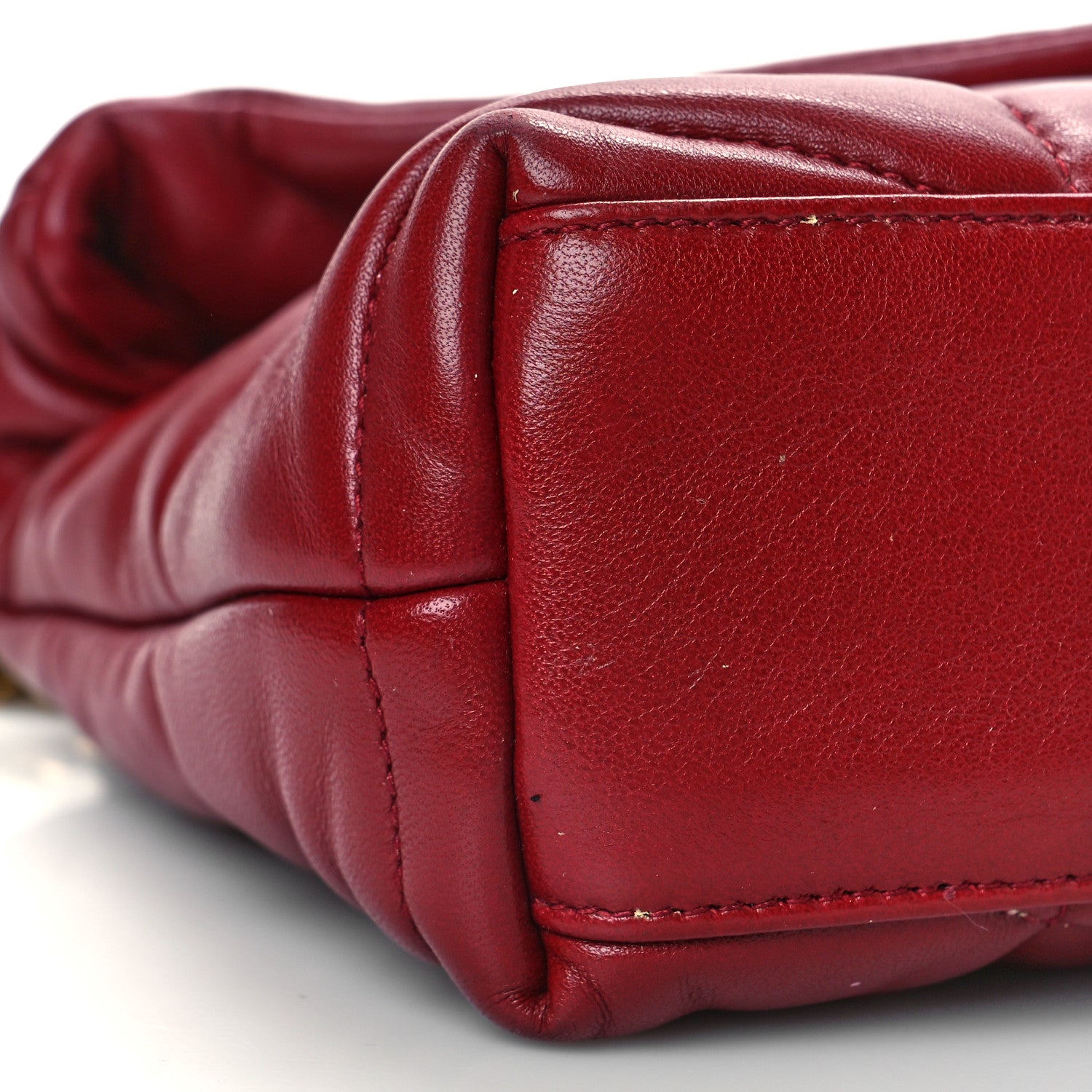 Saint Laurent Lambskin Quilted Toy Loulou Puffer Monogram Chain Satchel Red 7 of 13