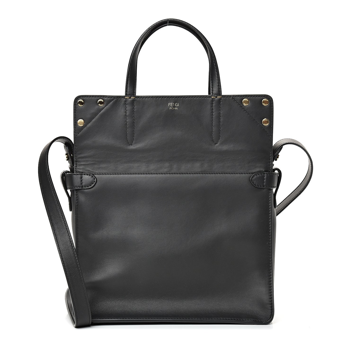 Vitello Grace Bi-Color FF 1974 Embossed Flip Tote Black Maya