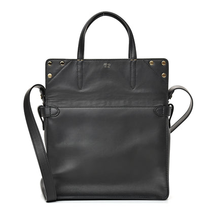 Fendi Vitello Grace Bi-Color FF 1974 Embossed Flip Tote Black Maya 2 of 12