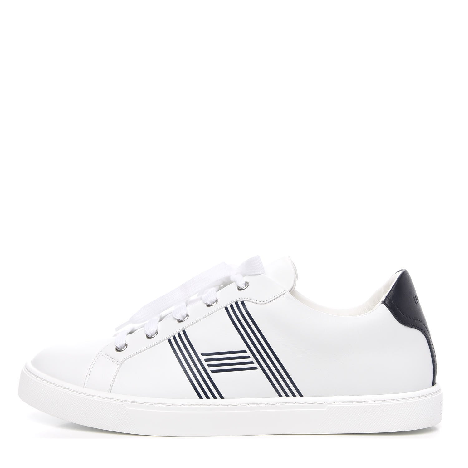 Hermes Calfskin Mens Advantage Sneakers 43.5 White Black 1 of 8