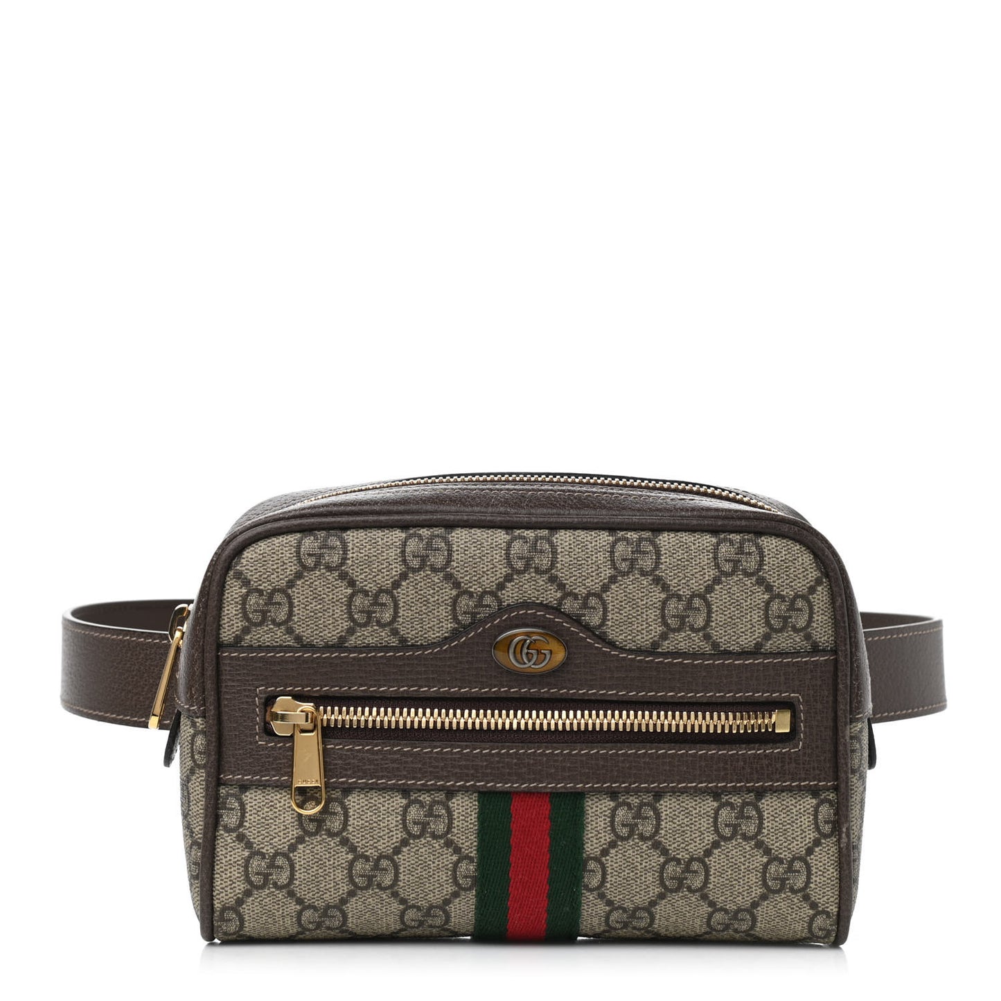 GG Supreme Monogram Web Small Ophidia Belt Bag 85 34 Dark Brown