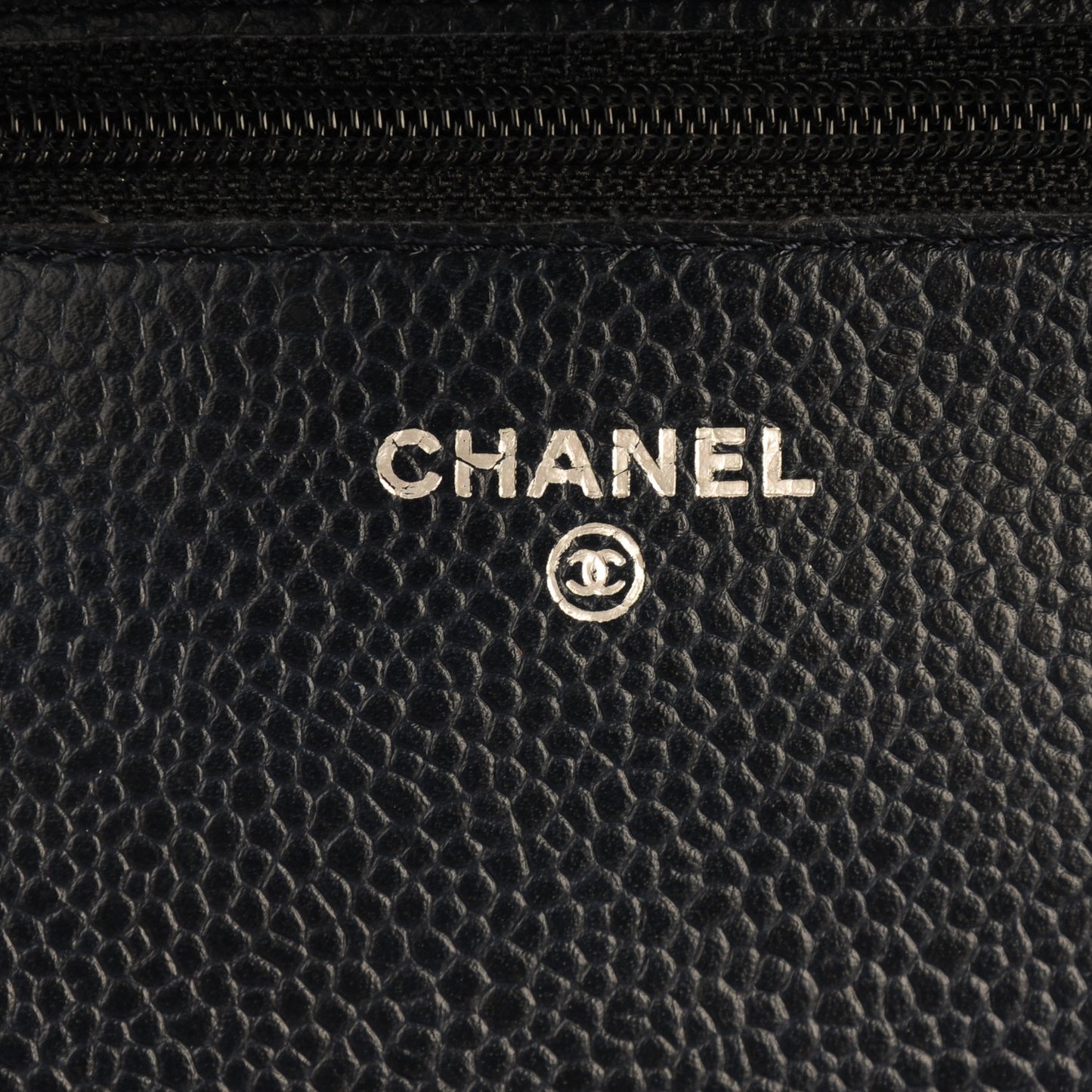 Caviar Quilted Wallet On Chain WOC Navy Blue