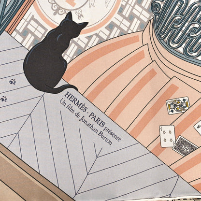 Hermes Silk Mystere Au 24 Faubourg Scarf 90 Mastic Rose Poudre 2 of 3