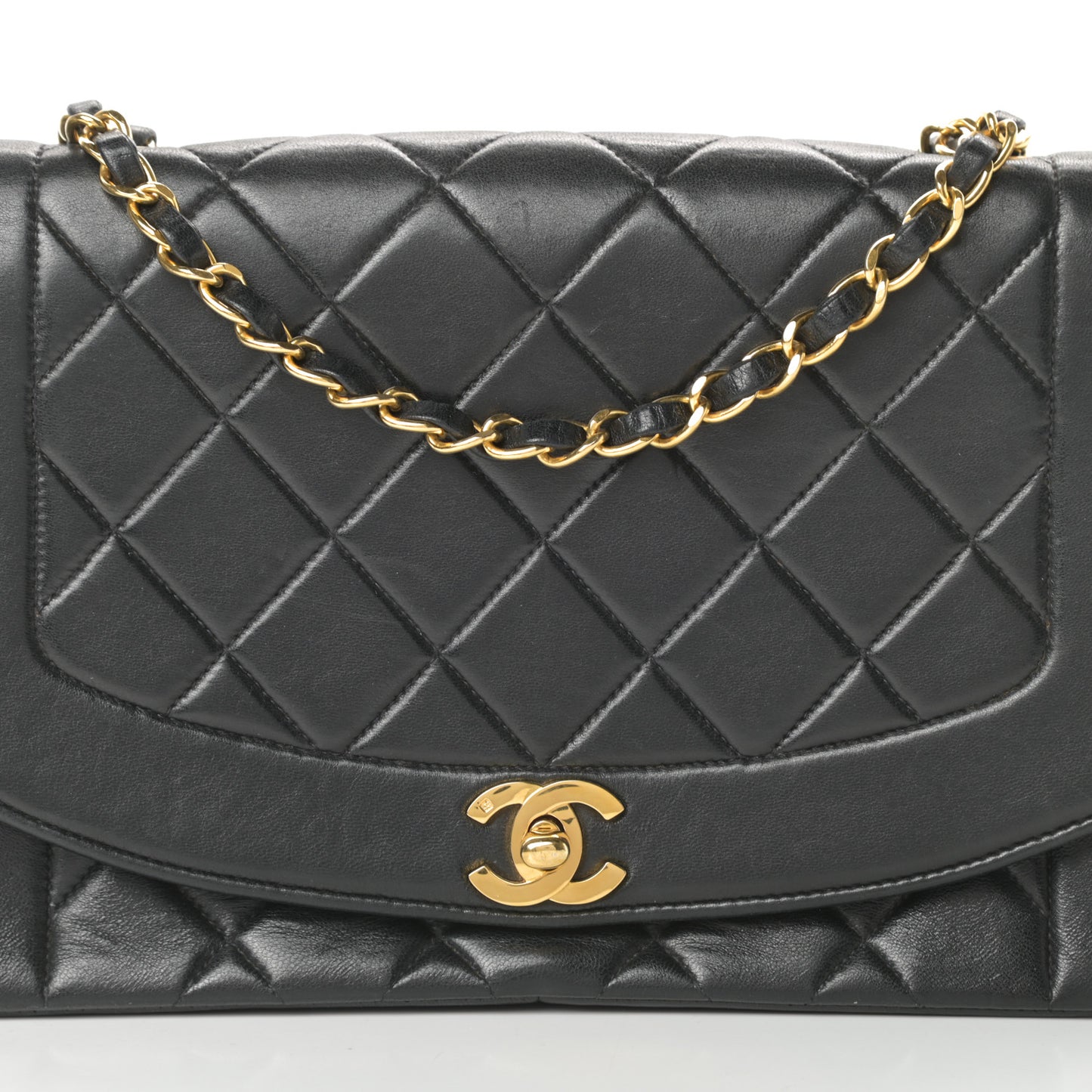 Lambskin Quilted Medium Single Flap Black