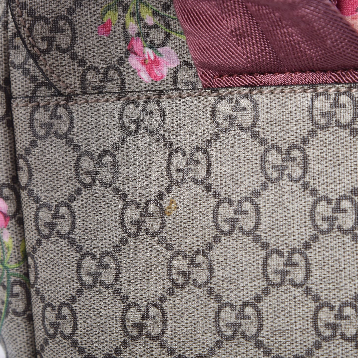 GG Supreme Monogram Blooms Medium Single Buckle Backpack Beige Multicolor Dry Rose