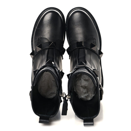 Valentino Garavani Calfskin Tonal Roman Stud 20/40mm Combat Boots 36.5 Black 2 of 9