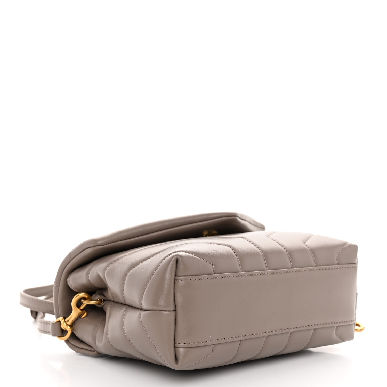 Saint Laurent Calfskin Y Quilted Monogram Toy Loulou Crossbody Bag Greyish Brown 4 of 14