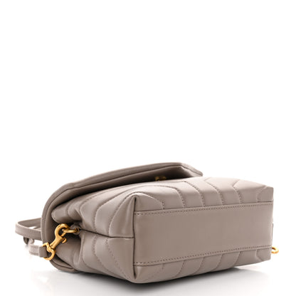 Saint Laurent Calfskin Y Quilted Monogram Toy Loulou Crossbody Bag Greyish Brown 4 of 14