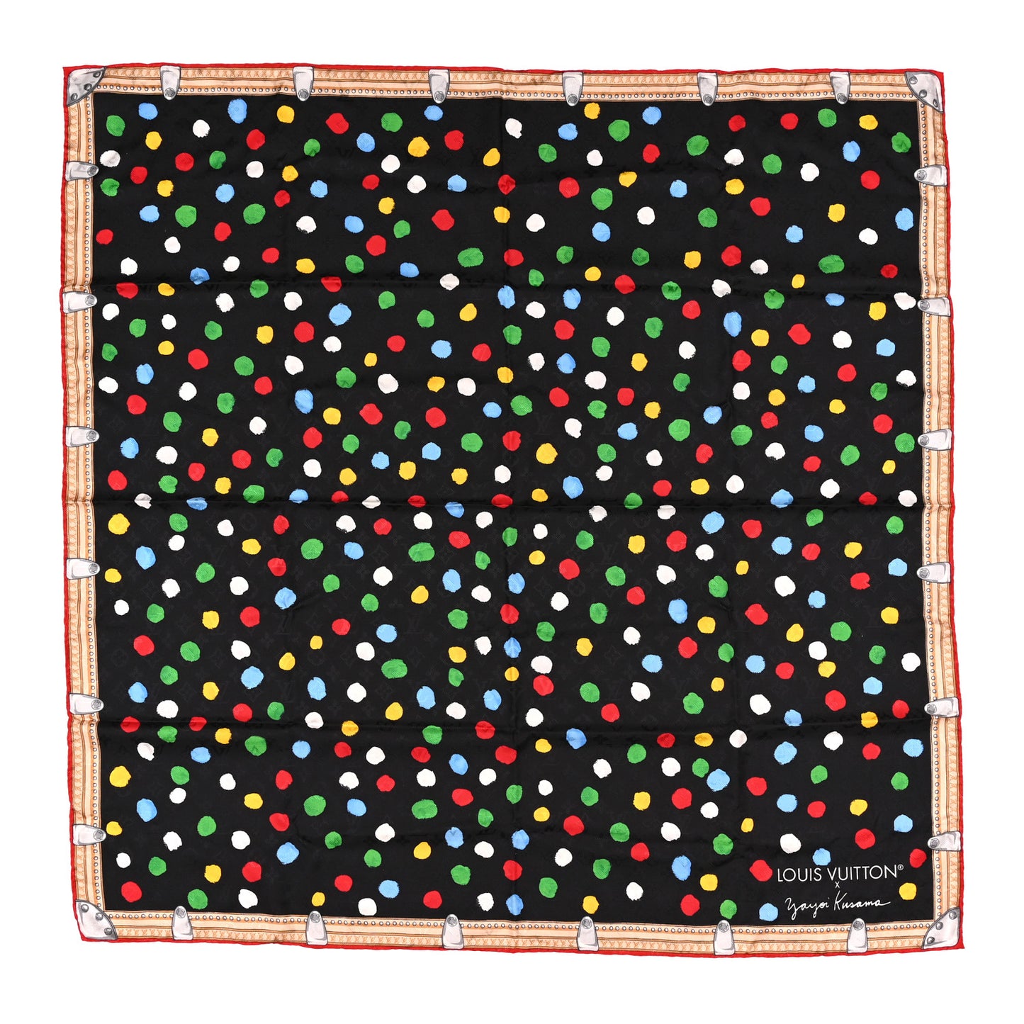 X Kusama Silk Wool Painted Dots Scarf Black Multi