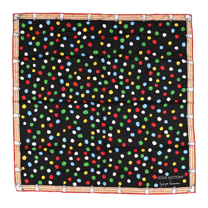 Louis Vuitton X Kusama Silk Wool Painted Dots Scarf Black Multi 1 of 4
