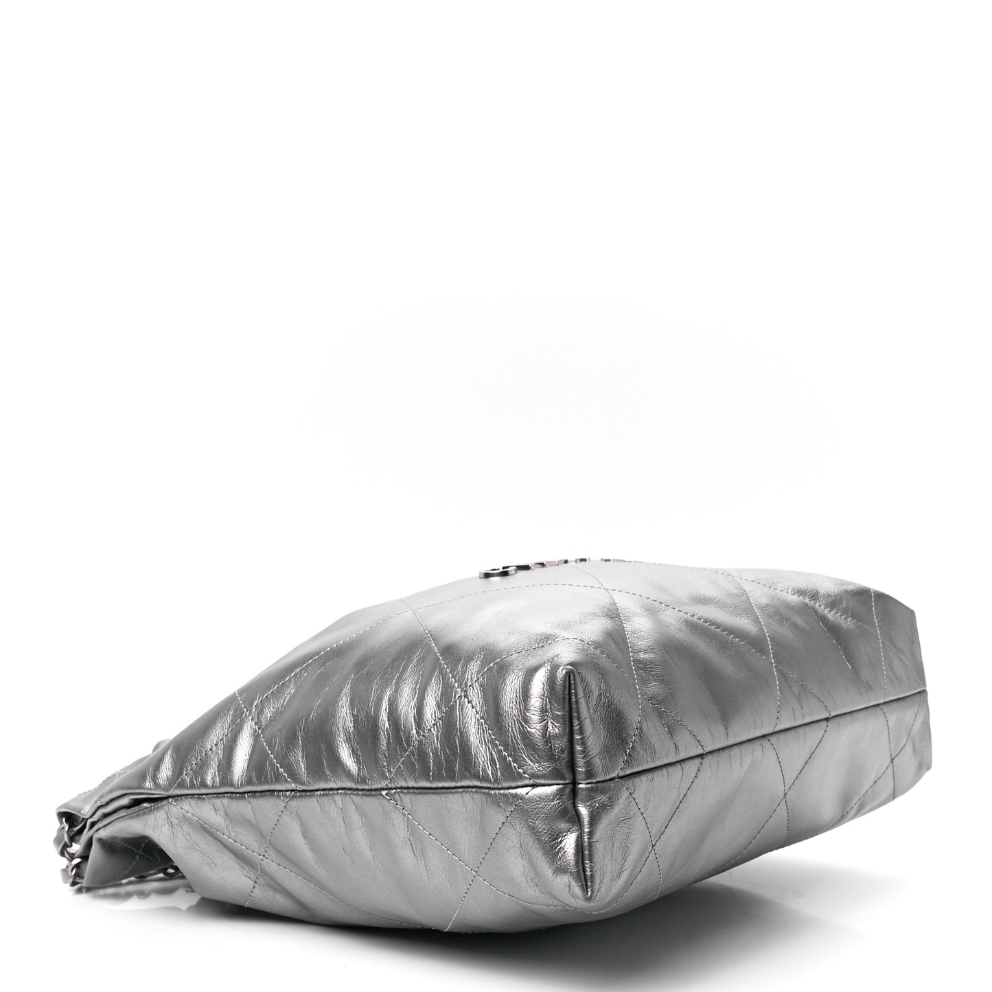 Metallic Calfskin Quilted Chanel 22 Silver