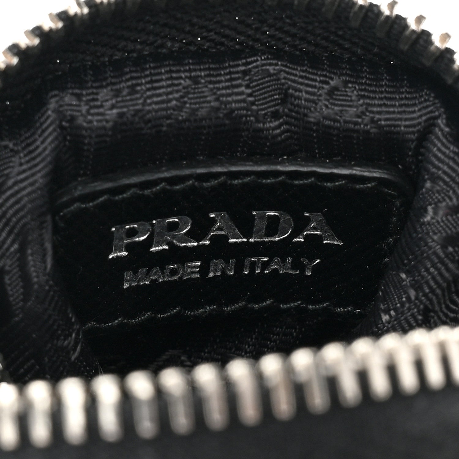 Prada Re-Nylon Pocket Metal Triangle Logo Padded Mini Key Chain Pouch Black 5 of 7