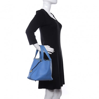 Hermes Taurillon Clemence Swift Picotin Lock 22 MM Bleu Paradis 2 of 10