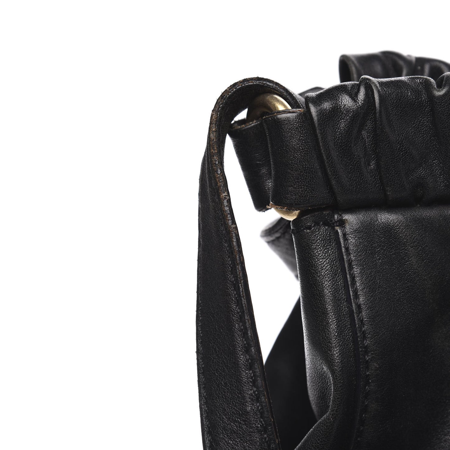Vitello Lux Gathered Tote Black
