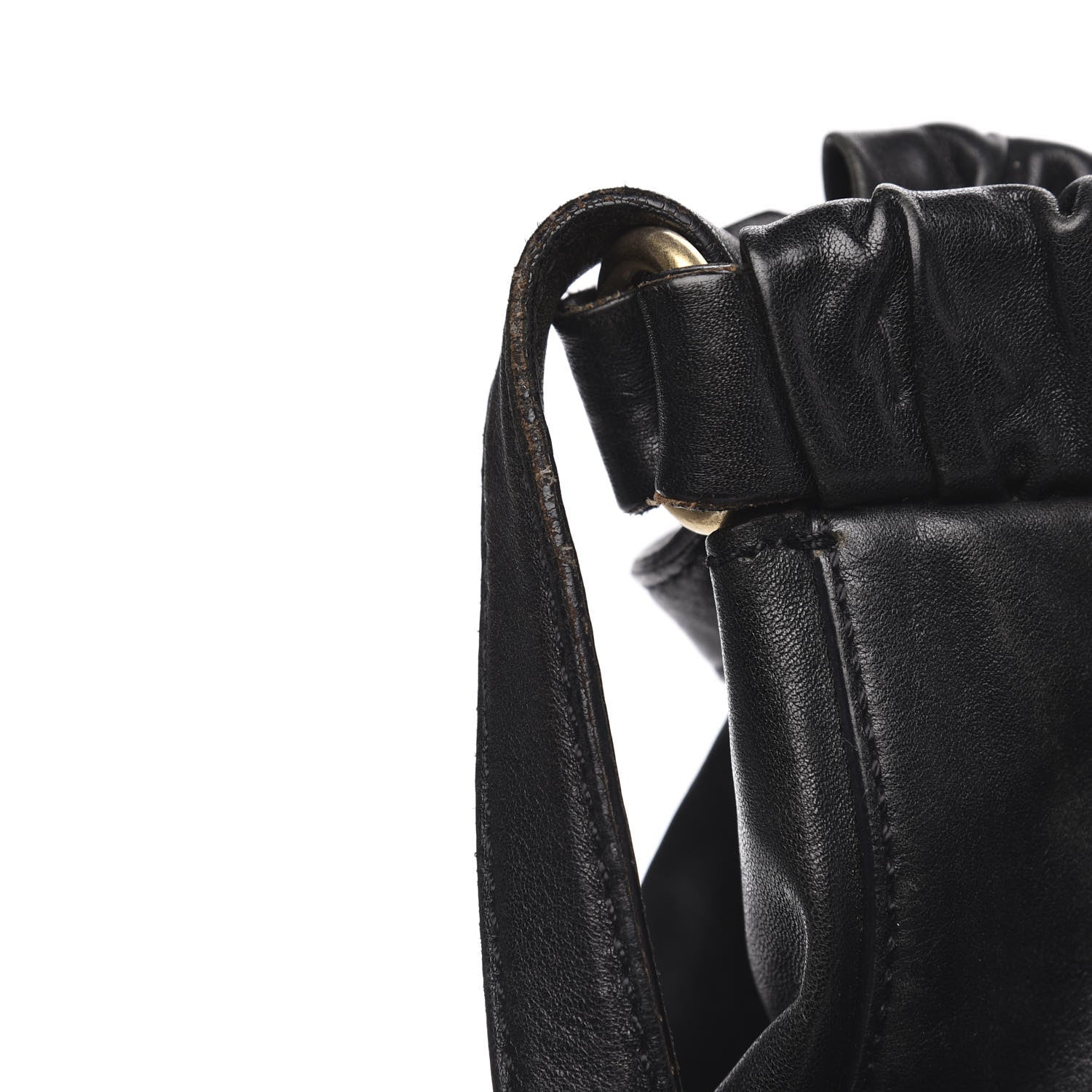 Miu Miu Vitello Lux Gathered Tote Black 16 of 17