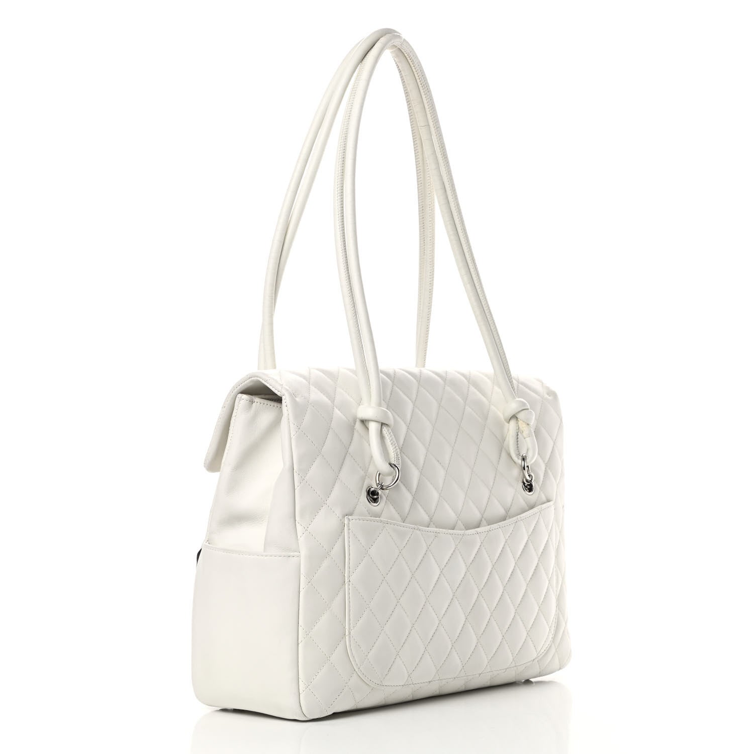 Chanel Calfskin Quilted Large Cambon Flap White Black 3 of 17