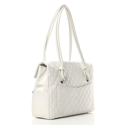 Chanel Calfskin Quilted Large Cambon Flap White Black 3 of 17