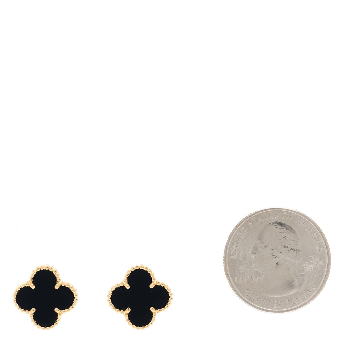 18K Yellow Gold Black Onyx Vintage Alhambra Earrings