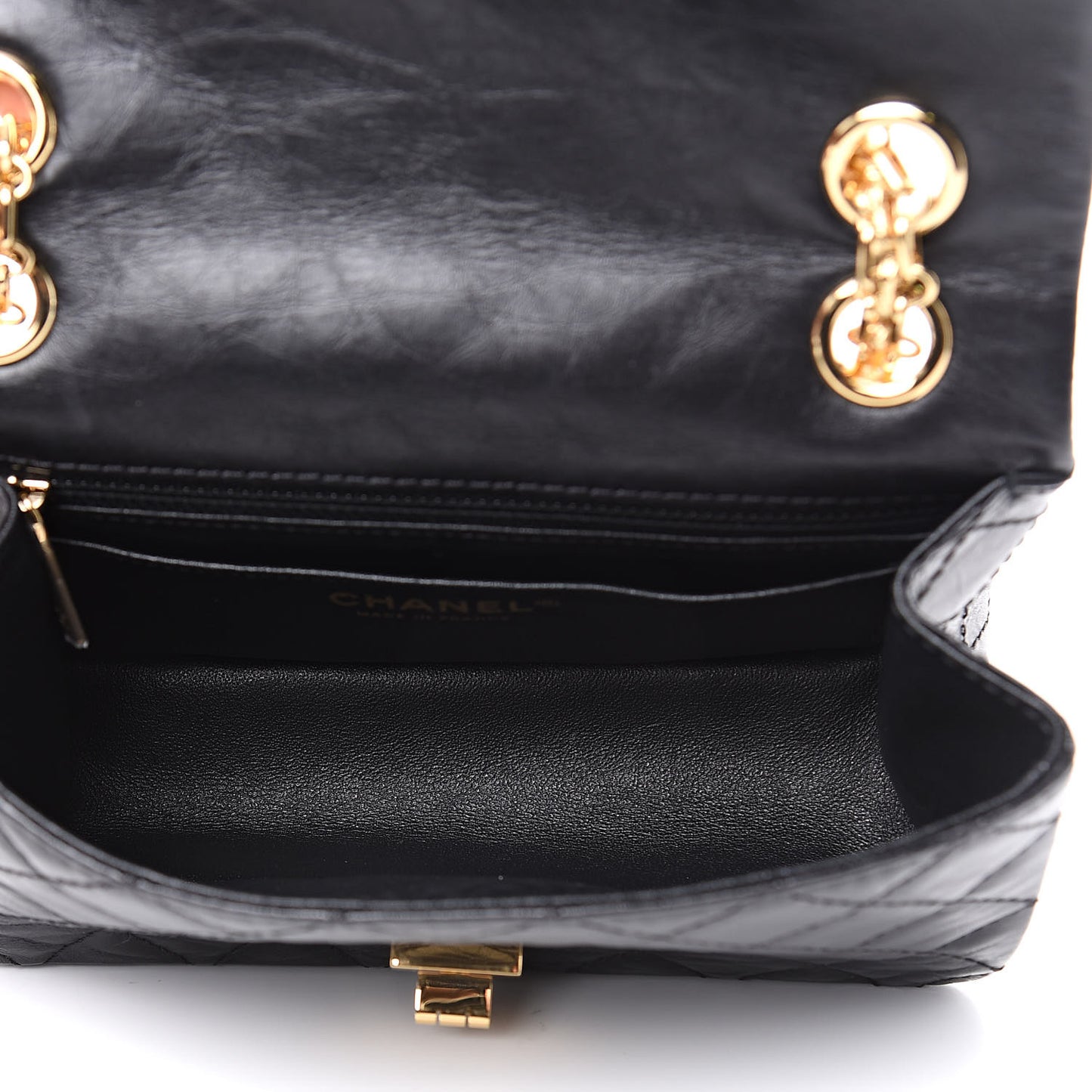 Aged Calfskin Quilted 2.55 Reissue Mini Flap Black