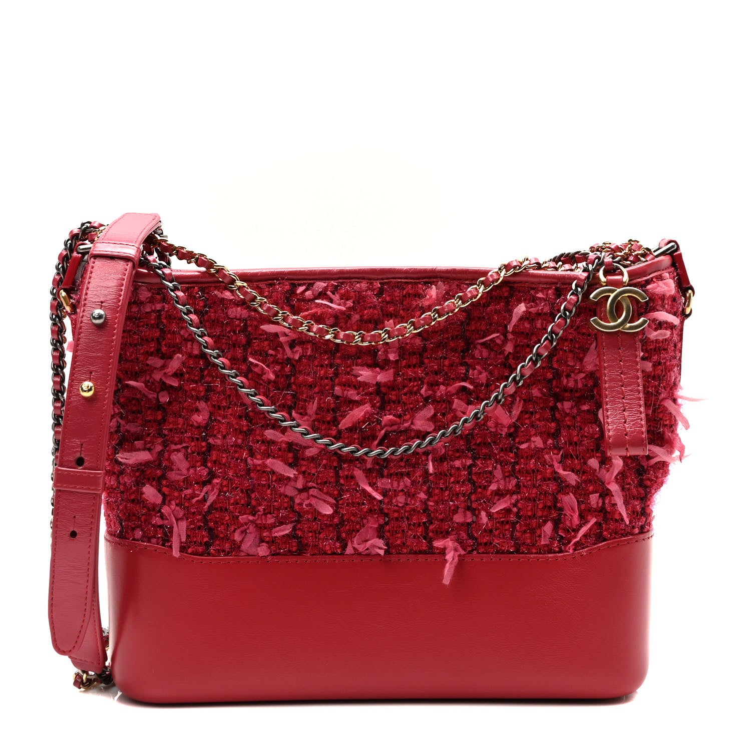 Chanel Tweed Calfskin Medium Gabrielle Hobo Pink 1 of 10