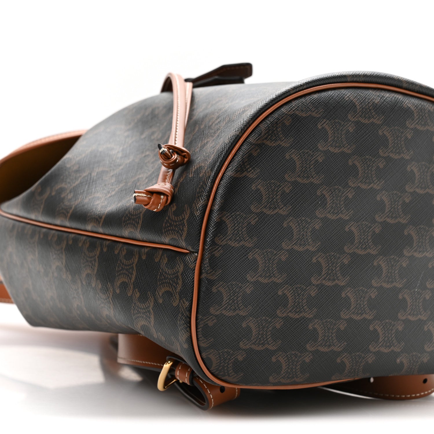 Celine Triomphe Canvas Calfskin Folco Backpack Tan 8 of 9
