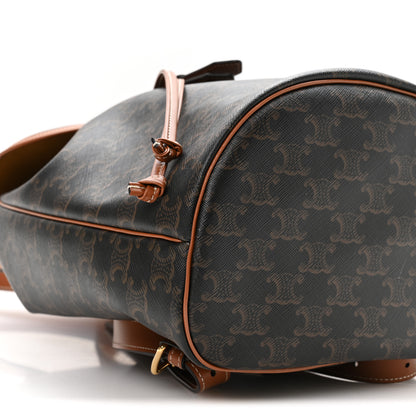 Celine Triomphe Canvas Calfskin Folco Backpack Tan 8 of 9