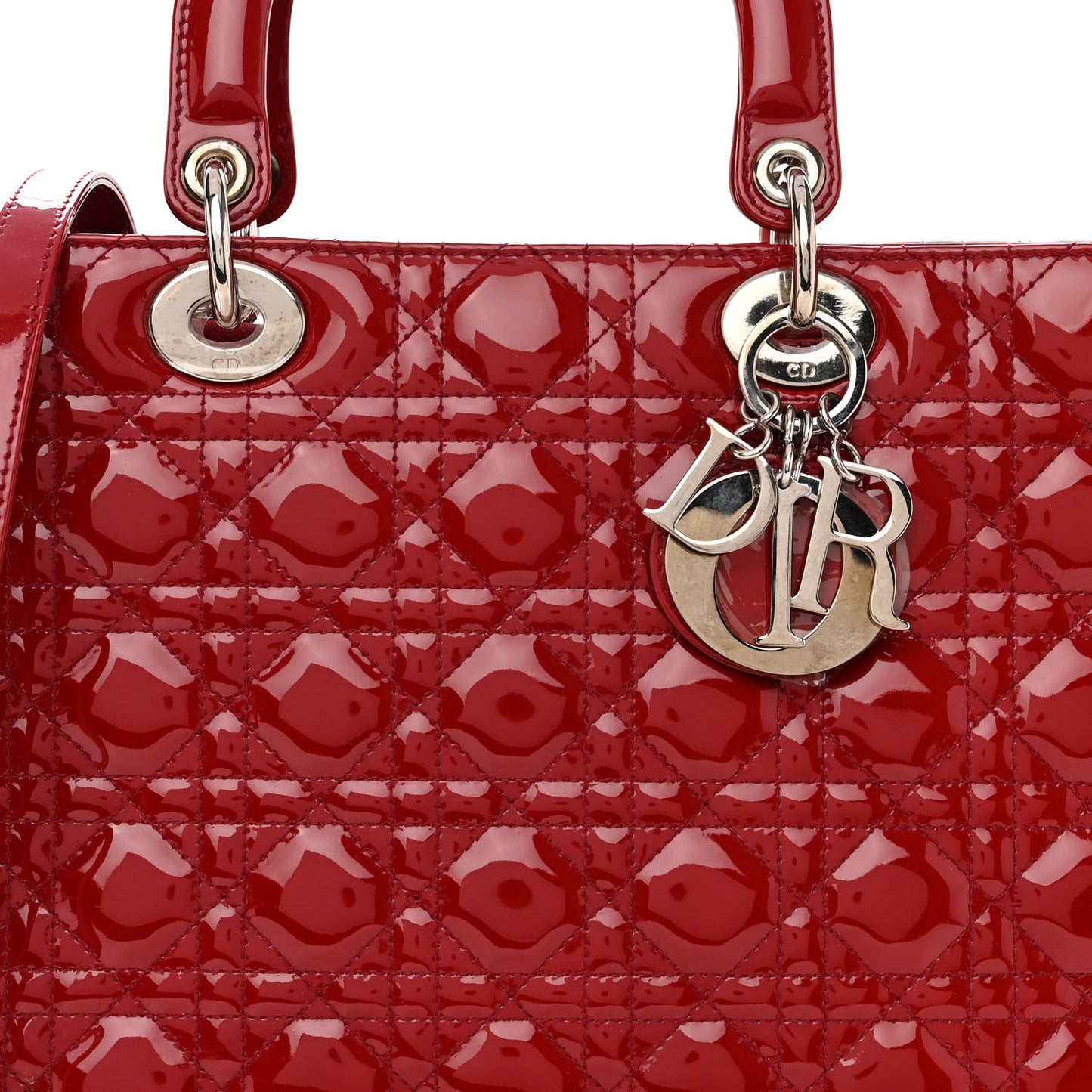 Patent Cannage Large Lady Dior Red