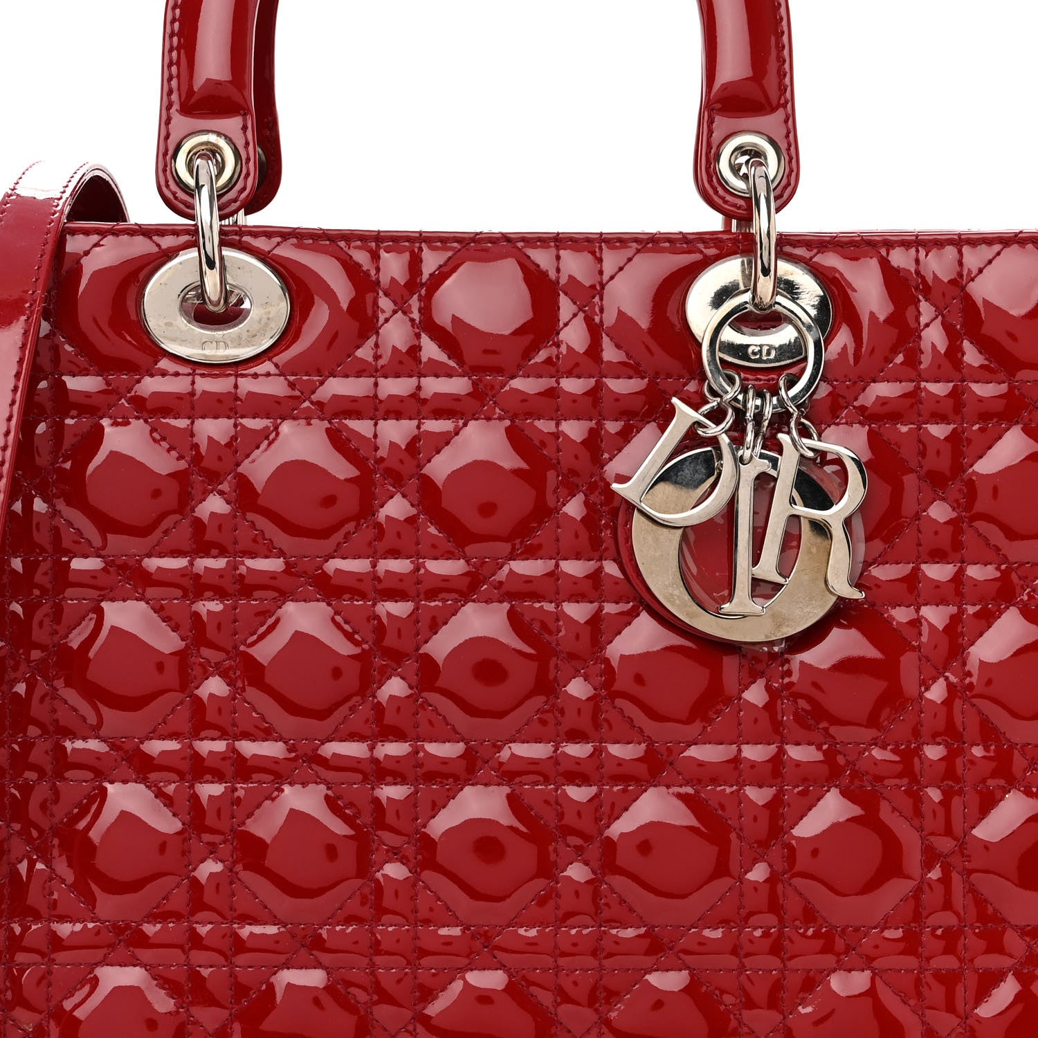 Christian Dior Patent Cannage Large Lady Dior Red 7 of 9