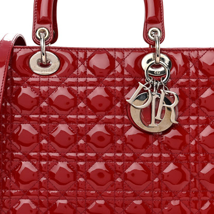 Christian Dior Patent Cannage Large Lady Dior Red 7 of 9