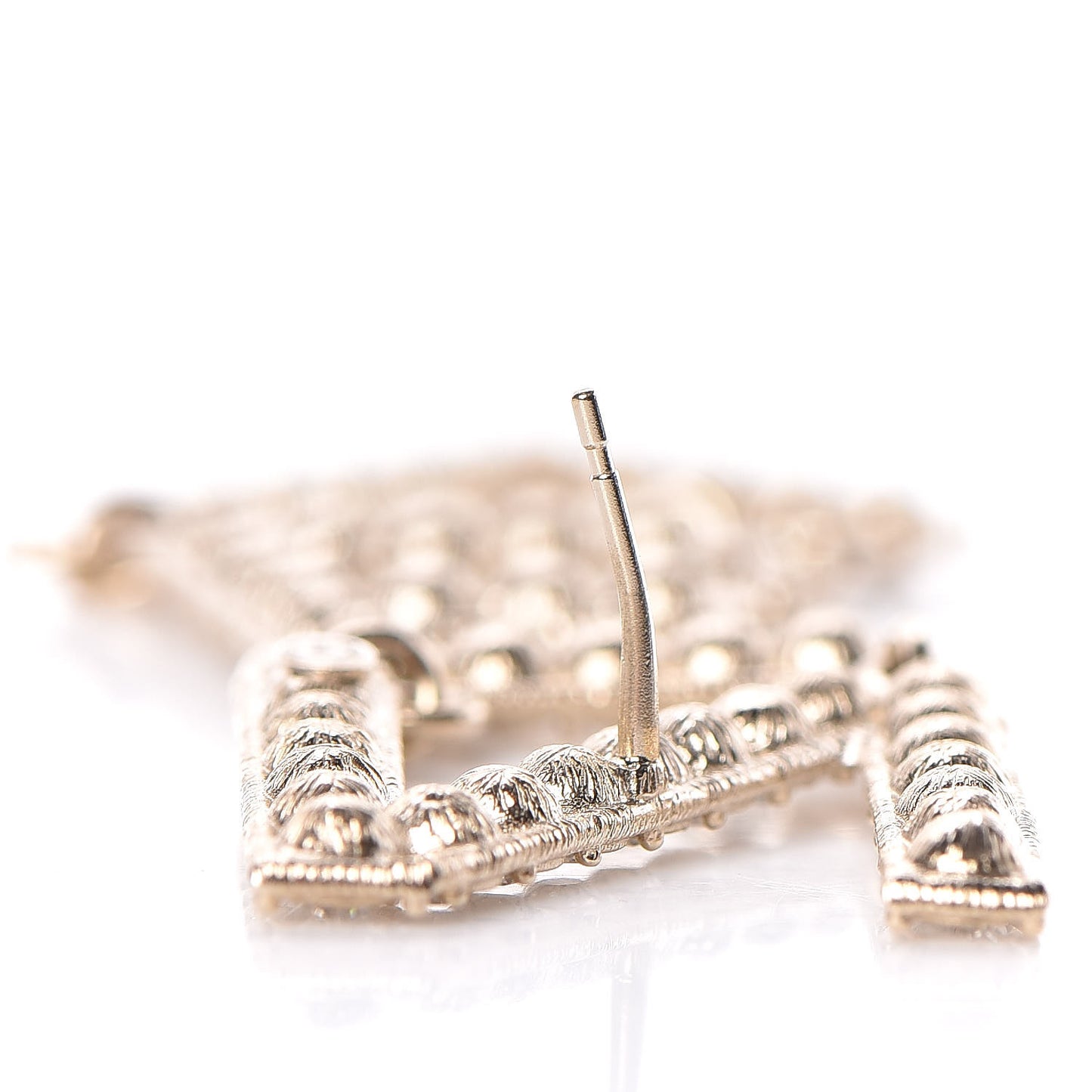 Crystal Cha-Nel Logo Drop Earrings Gold