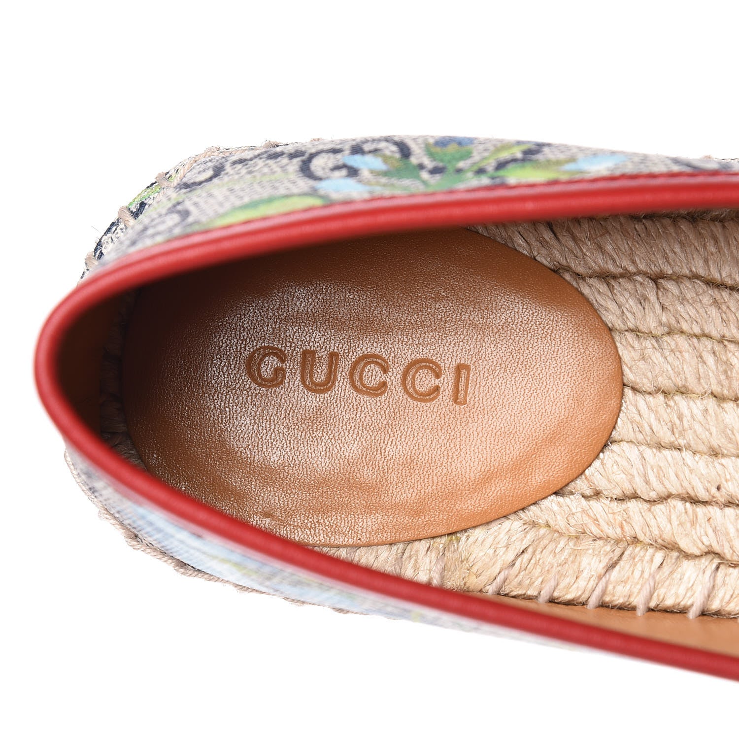 Gucci GG Supreme Monogram Blooms Espadrilles 36 Beige Blue Navy Hibiscus Red 7 of 10