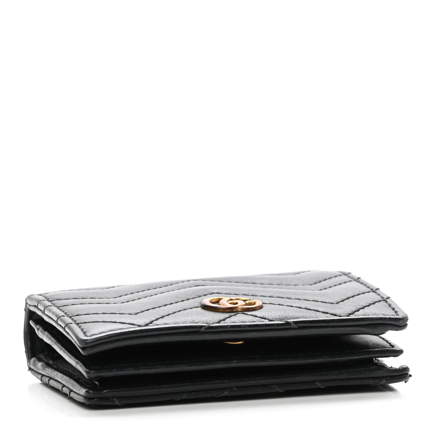 Calfskin Matelasse GG Marmont Card Case Wallet Black