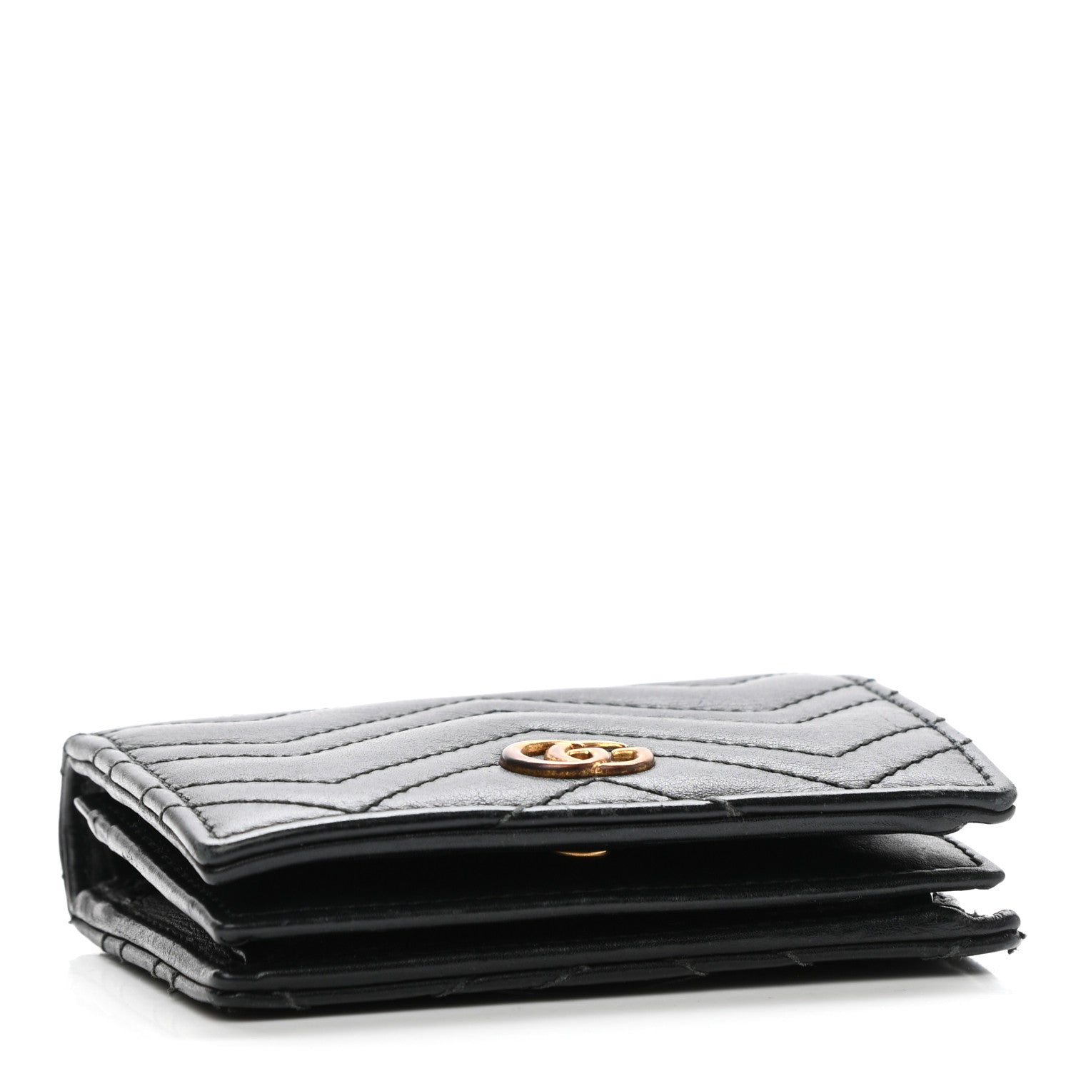 Gucci Calfskin Matelasse GG Marmont Card Case Wallet Black 4 of 12