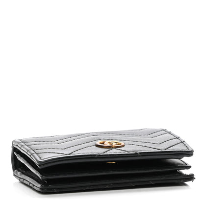 Gucci Calfskin Matelasse GG Marmont Card Case Wallet Black 4 of 12