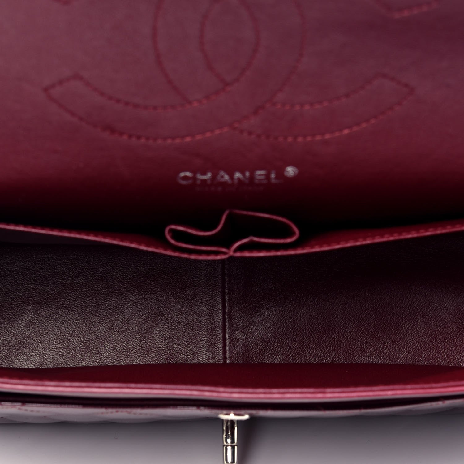 Chanel Striated Patent Quilted Jumbo Double Flap Burgundy 4 of 8