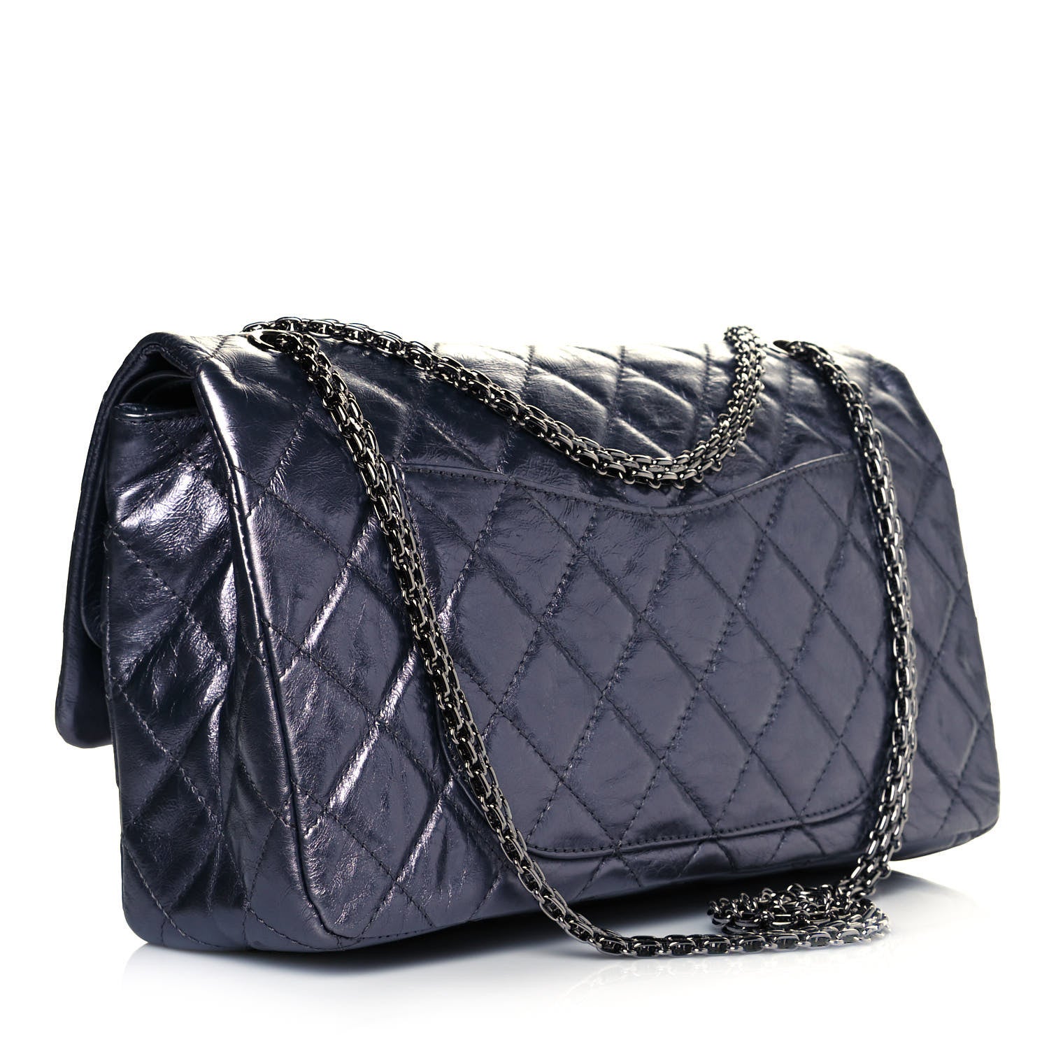 Chanel Metallic Aged Calfskin Quilted 2.55 Reissue 226 Flap Blue 3 of 11