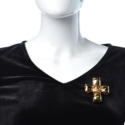 Chanel CC Cross Brooch Gold 2 of 5