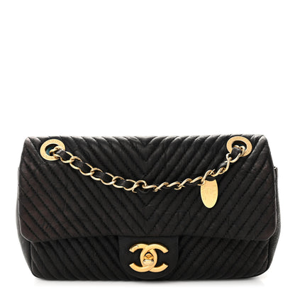Chanel Calfskin Surpique Chevron Small Flap Black 1 of 10
