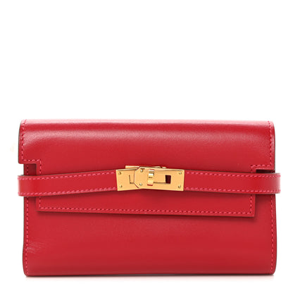 Hermes Tadelakt Kelly Medium Wallet Rouge Vif 1 of 8