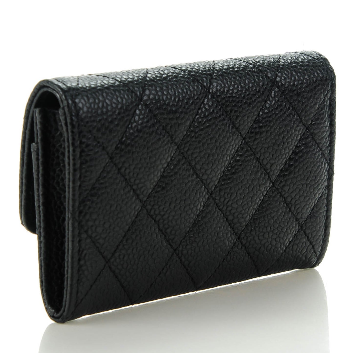 Caviar Quilted Flap Card Holder Black