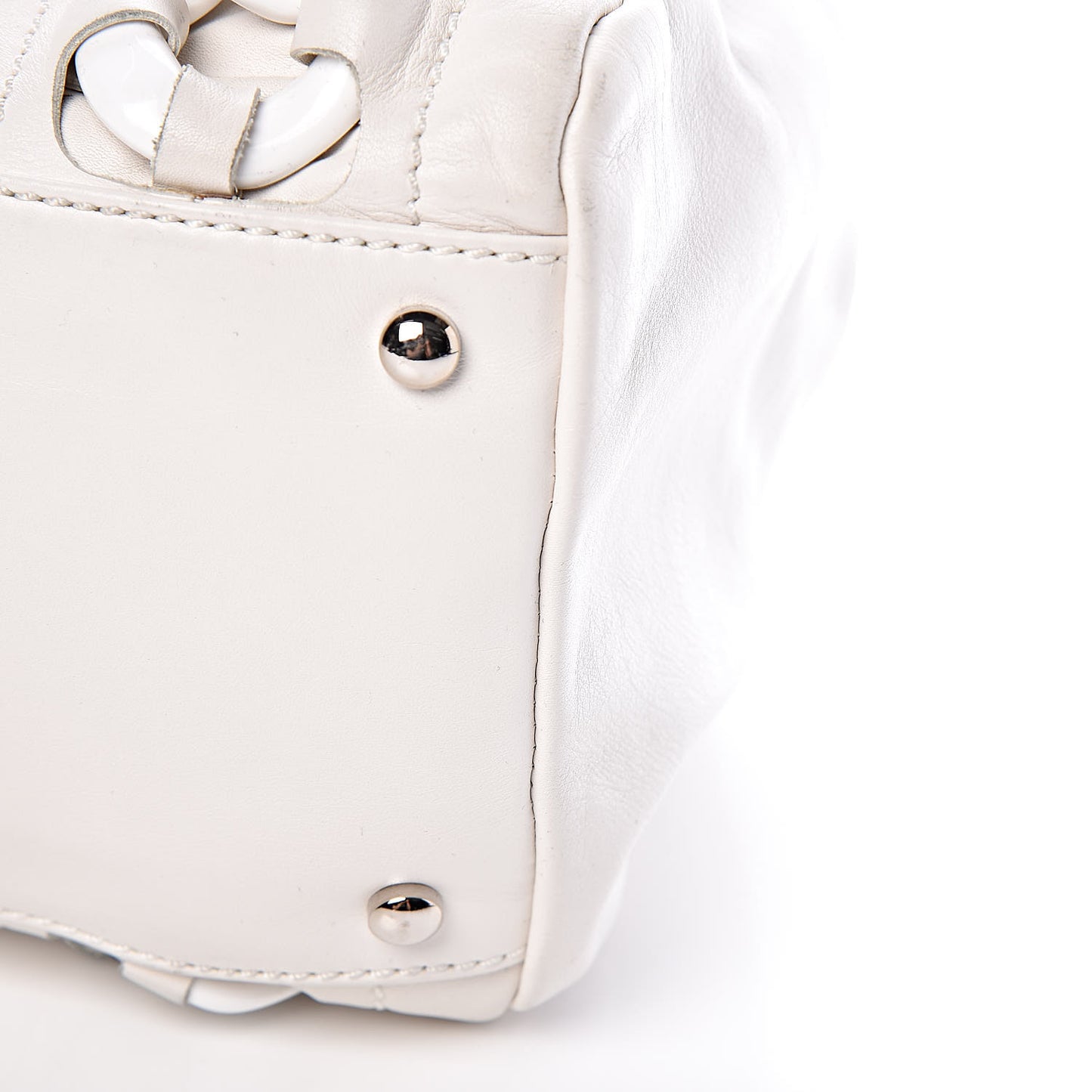 Calfskin Modern Chain Rhodoid East West Tote White