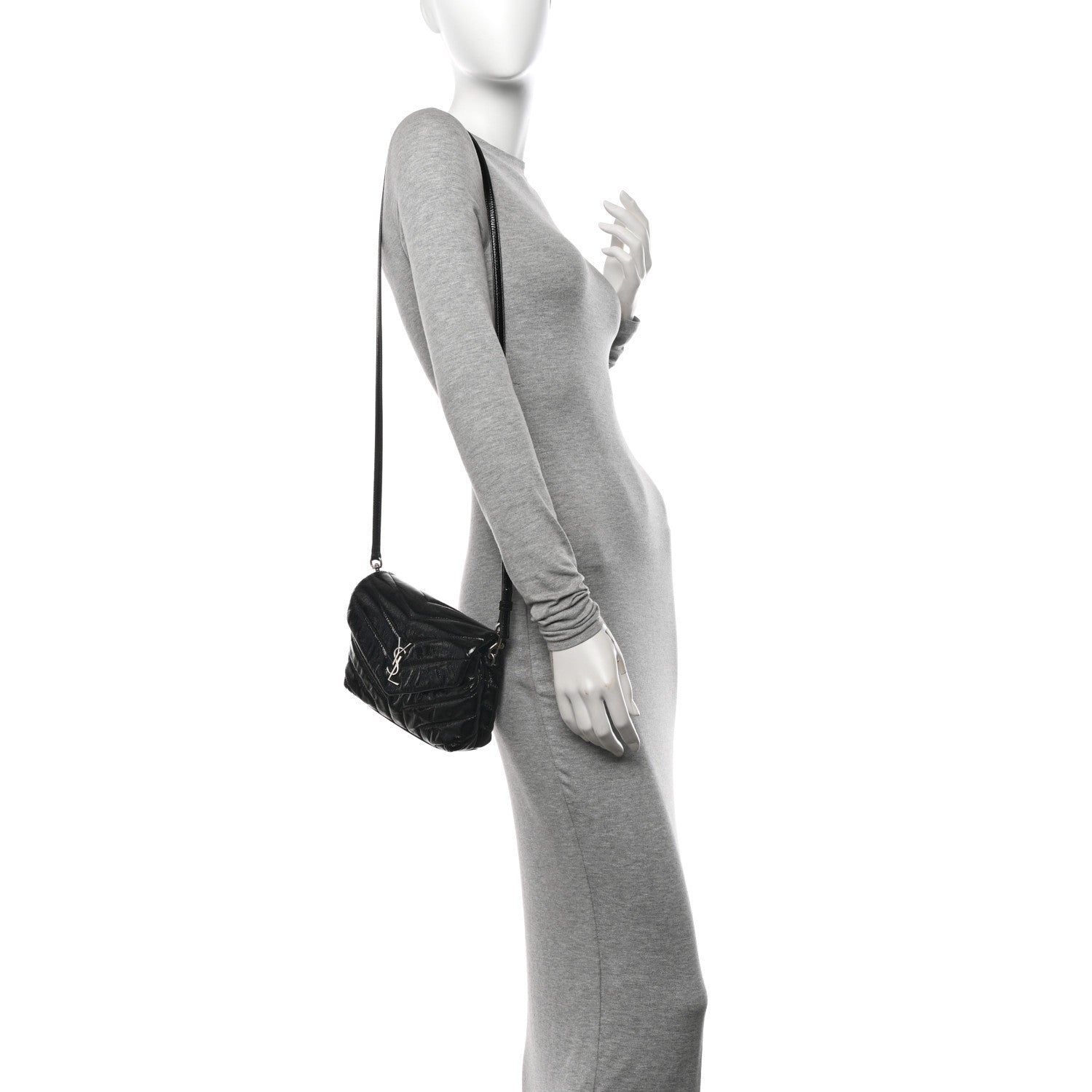 Saint Laurent Patent Y Quilted Monogram Toy Loulou Crossbody Bag Black 2 of 11
