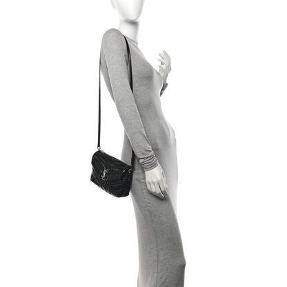 Saint Laurent Patent Y Quilted Monogram Toy Loulou Crossbody Bag Black 2 of 11