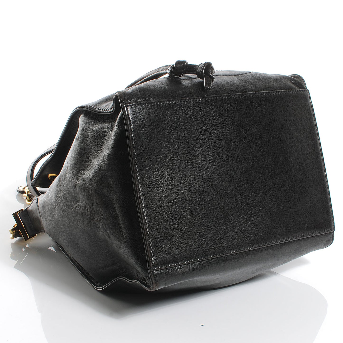 Lambskin Drawstring Shoulder Bag Dark Brown