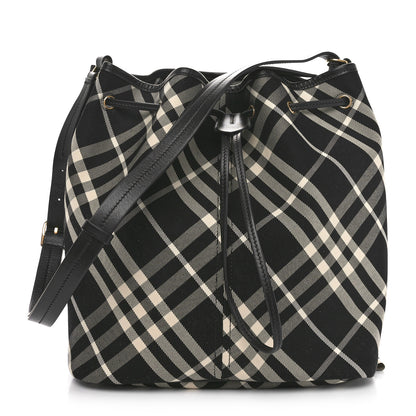 Burberry Check Medium Bucket Bag Black Calico 1 of 9