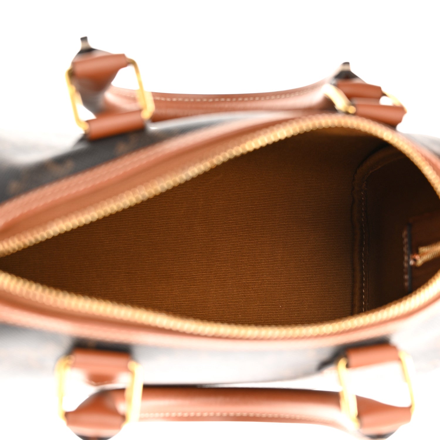 Celine Triomphe Canvas Calfskin Small Boston Bag Tan 5 of 9