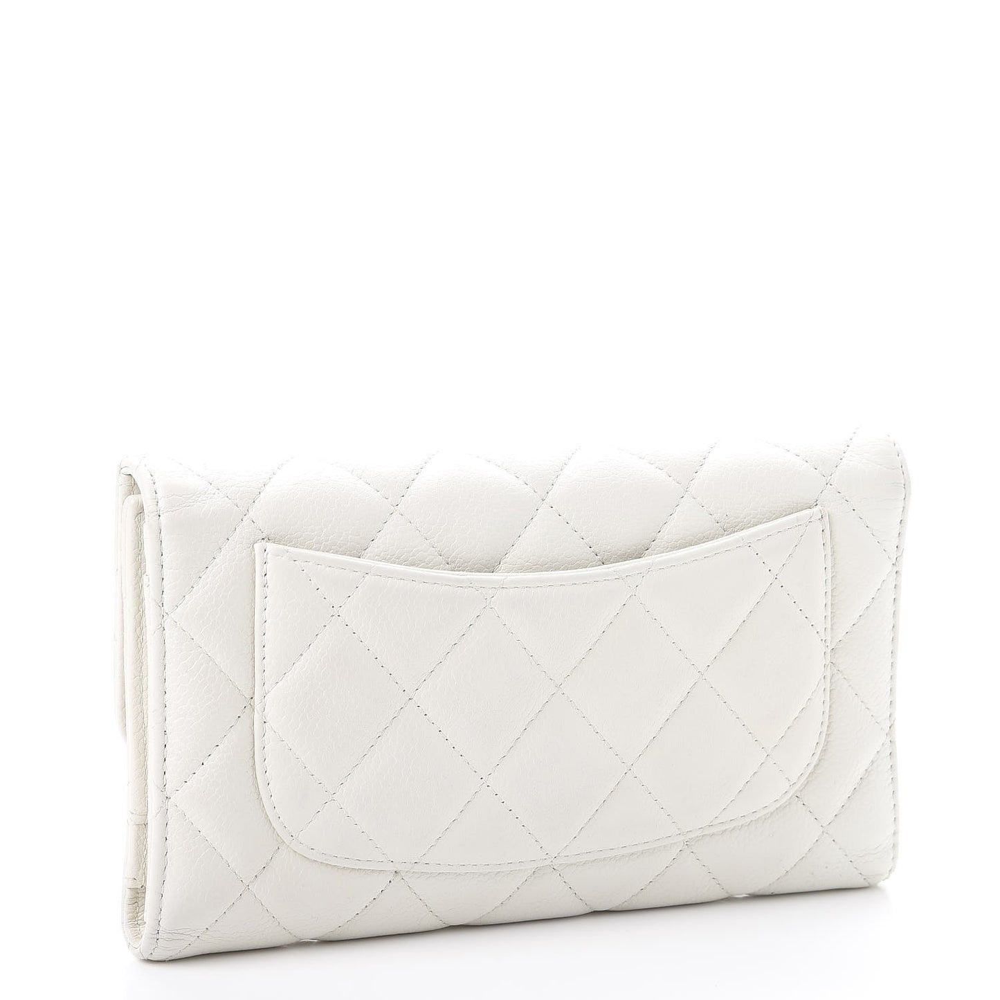 Caviar Quilted Large Flap Wallet White
